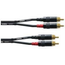 Cordial CFU 3 CC Unbalanced Twin 3m fekete 2x RCA apa - 2x RCA apa kábel