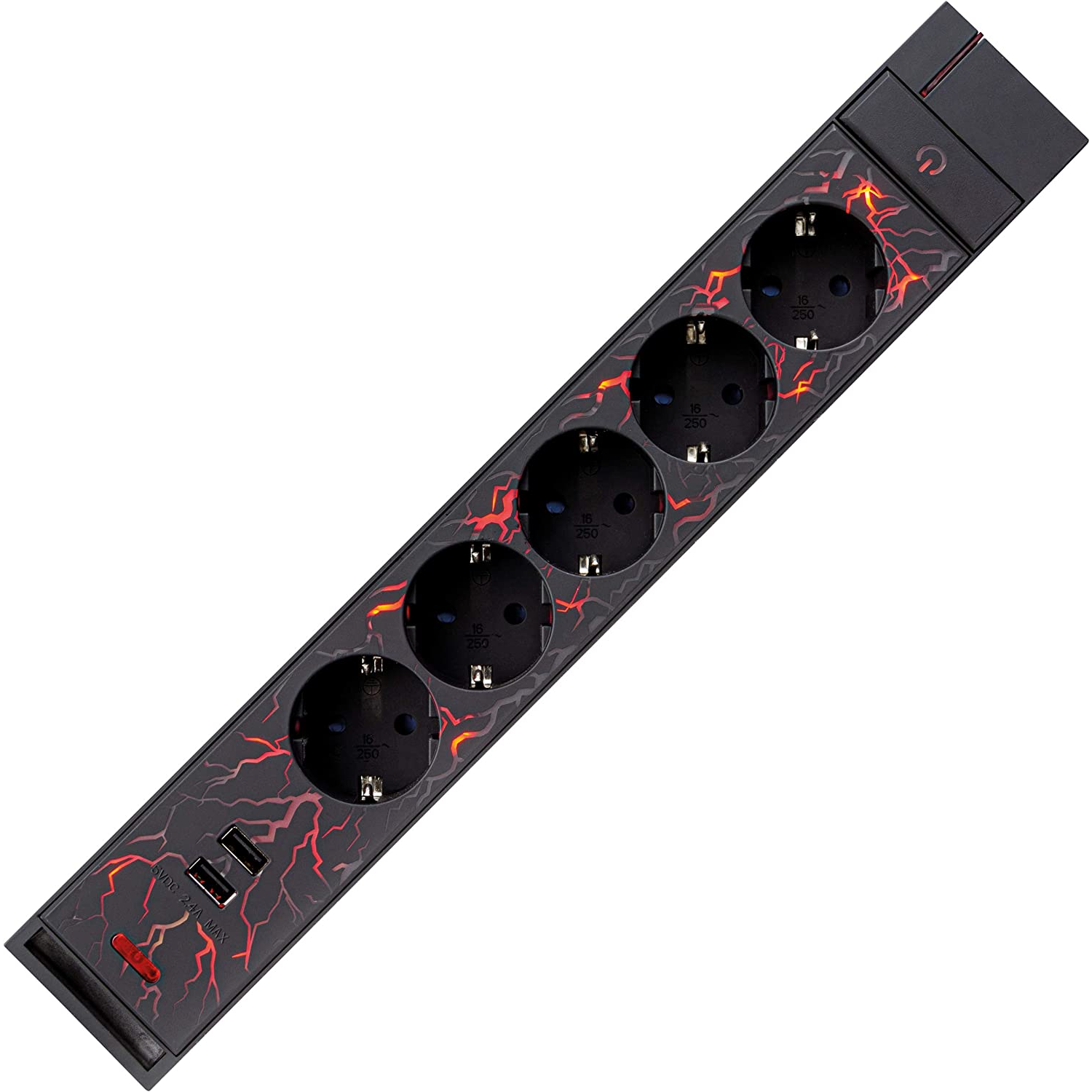 REV Gamer 220V Hálózati Elosztó 5 aljzatos 1.4m - Fekete (0012528512)