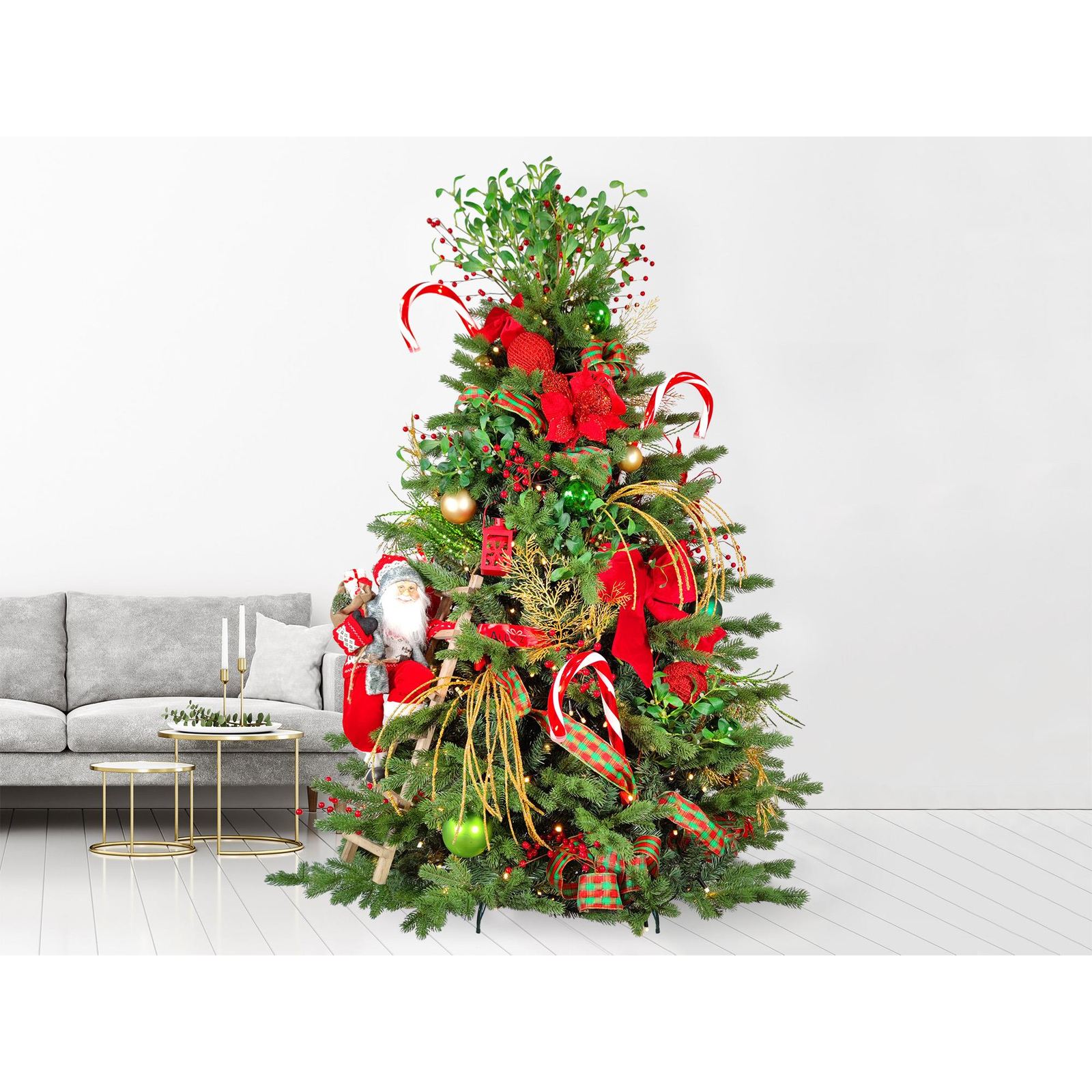 LAALU feldíszített karácsonyfa - Santa Claus II, 124 dísz, 240 cm (LAU-2401-OR-240B)