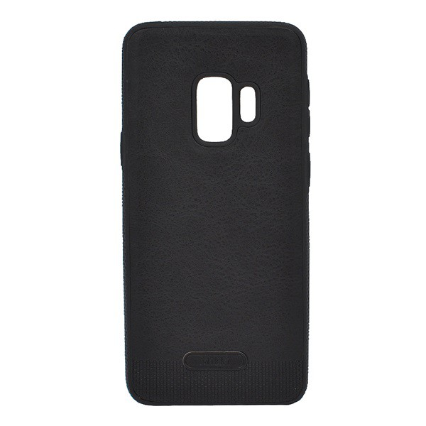 Szilikon telefonvédő (ultravékony, közepesen ütésálló, bőr hatású) FEKETE [Samsung Galaxy S9 (SM-G960)] (5996457797417)