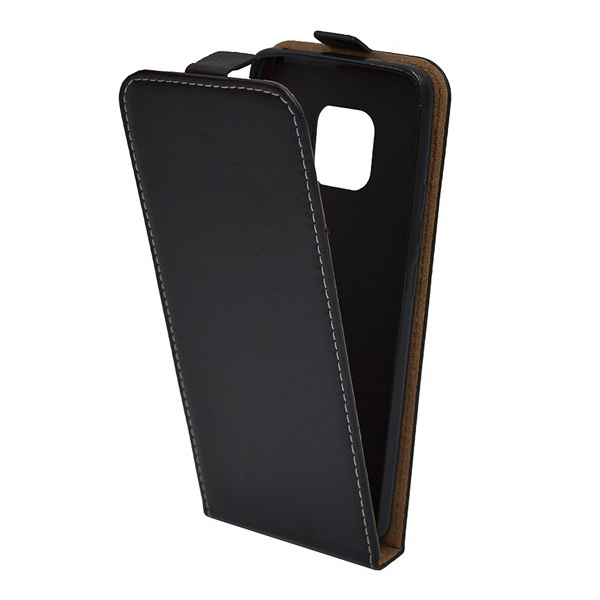 Tok álló, bőr hatású (FLIP, lefelé nyíló, szilikon tartó) FEKETE [Huawei Mate 20 Pro] (5996457808953)