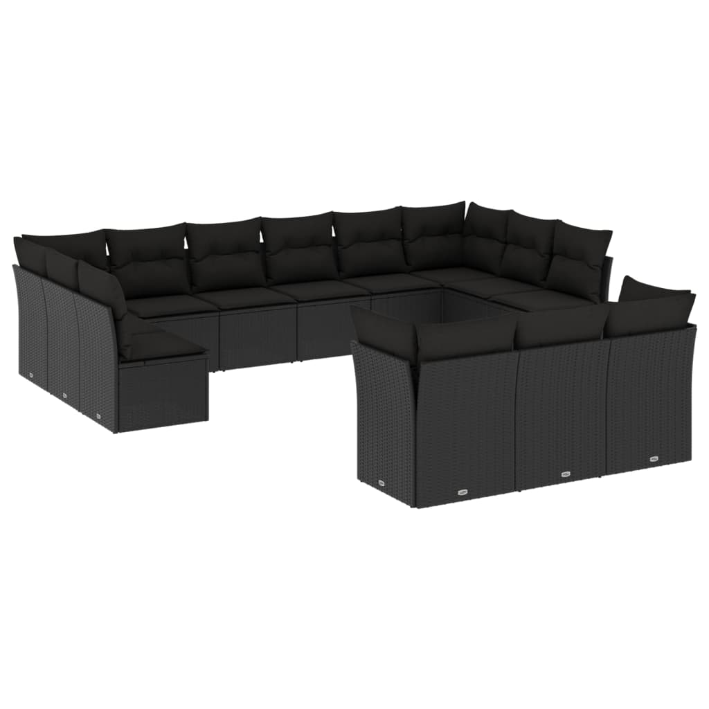 13 részes fekete polyrattan kerti ülőgarnitúra párnákkal (3218445)