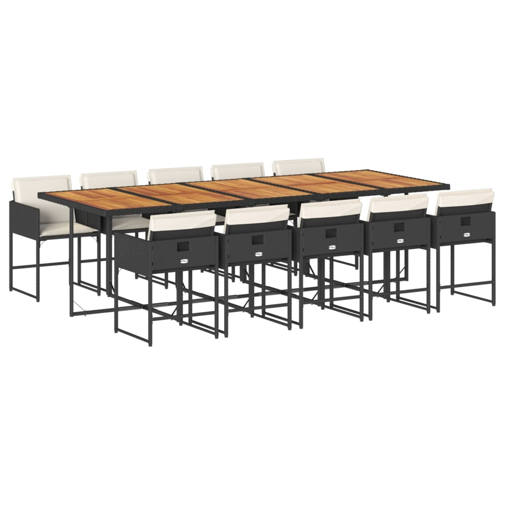 11 részes fekete polyrattan kerti étkezőgarnitúra párnákkal (3278066)