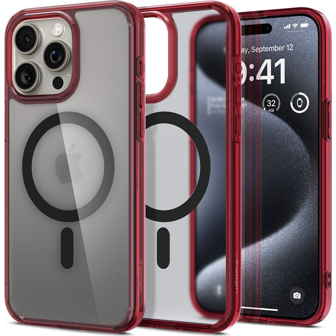 Spigen Ultra Hybrid Frost Deep Red iPhone 15 Pro MagSafe tok (ACS07057)