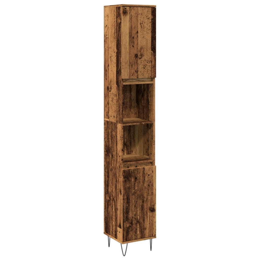antik fa színű szerelt fa fürdőszobaszekrény 30 x 30 x 190 cm (857199)