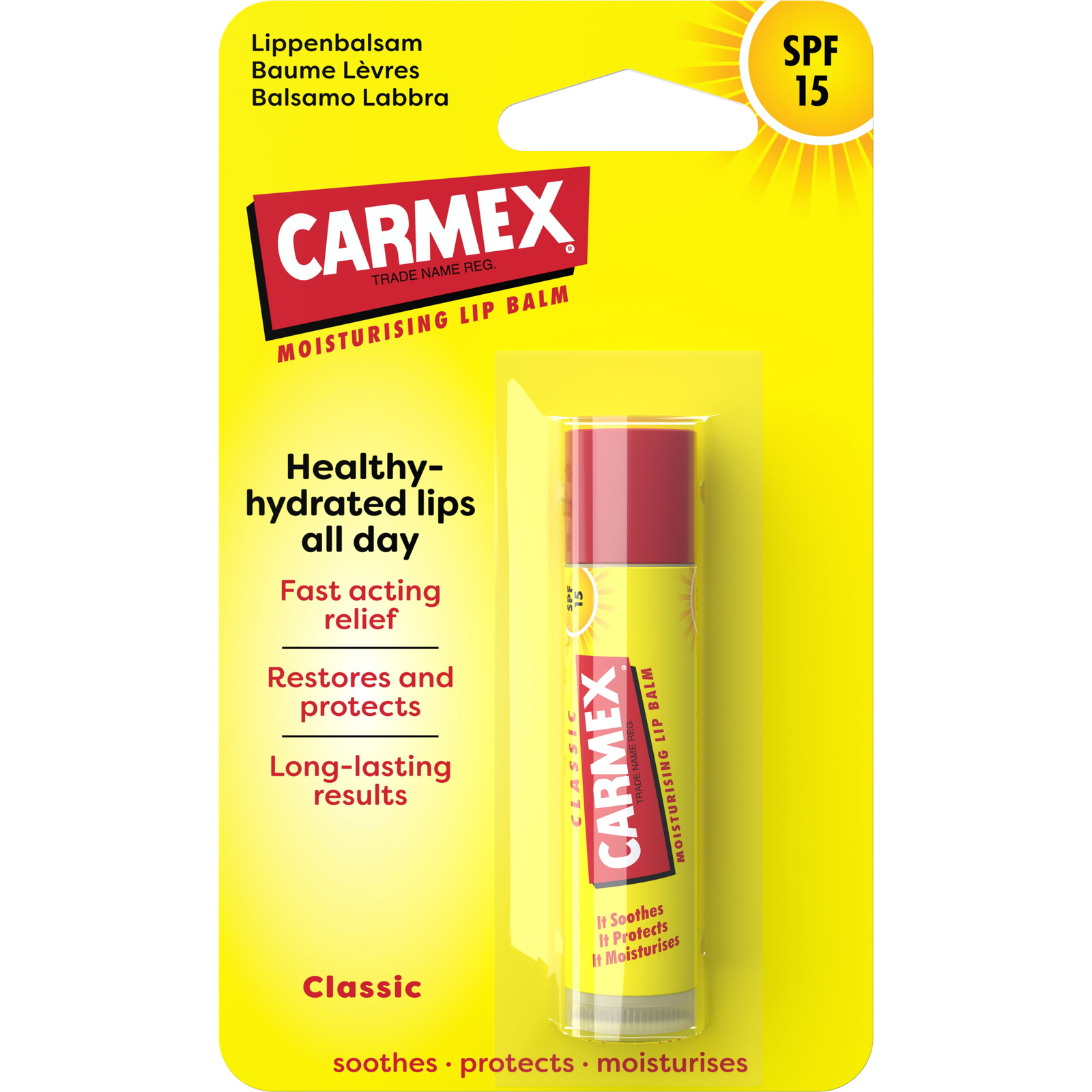 CARMEX Classic SPF15 Moisturising Lip Balm 4,25 g (0083078003067)