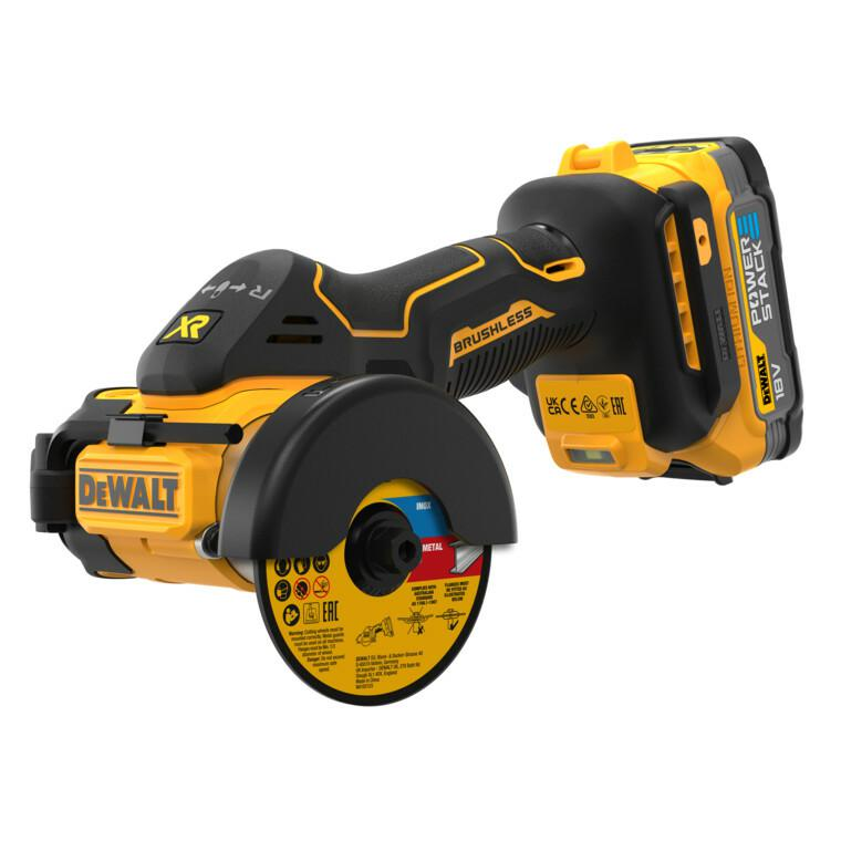 DeWalt DCS438E2T-QW akkus sarokcsiszoló 18 V | 76 mm | 20000 RPM | Szénkefementes | 2 x 1,7 Ah akku + töltő | TSTAK kofferben (DCS438E2T-QW)