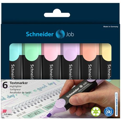 SCHNEIDER Szövegkiemelő készlet, 1-5 mm,  "Job Pastel", 6 különböző pasztell szín (TSCJOBPV6)