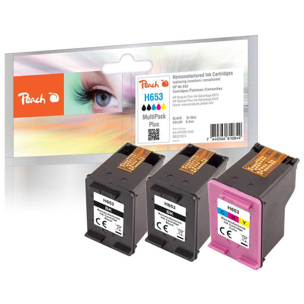 Peach PI300-1046 inktcartridge 3 stuk(s) Compatibel Normaal rendement Zwart, Cyaan, Magenta, Geel