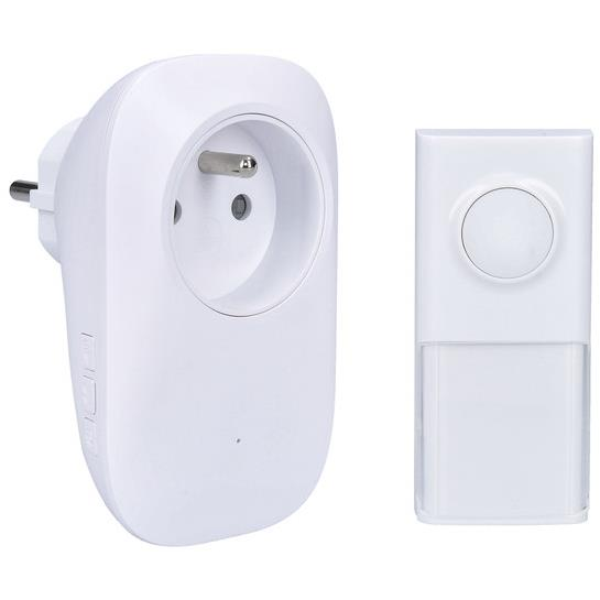 Solight vezeték nélküli csengő + csatlakozóaljzat, hálózati, 250 m, fehér, learning code (1L71)