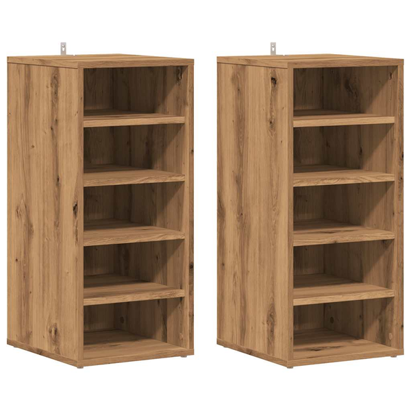 Pantofare 2 buc. stejar artizanal, 32x35x70 cm, lemn prelucrat