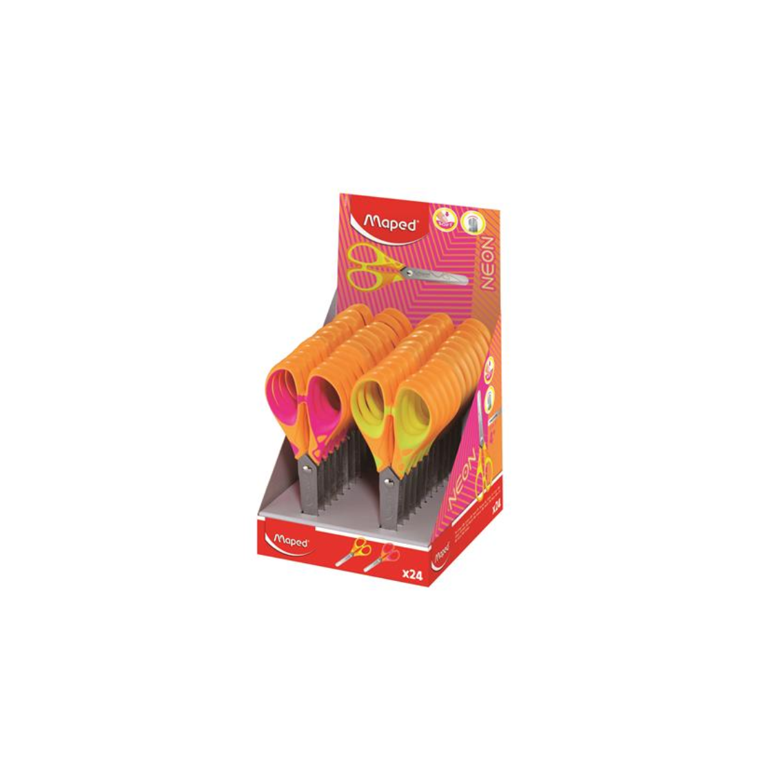 Maped Soft Neon Iskolai Olló display 13 cm - Vegyes színek (24 db/csomag) (464401)