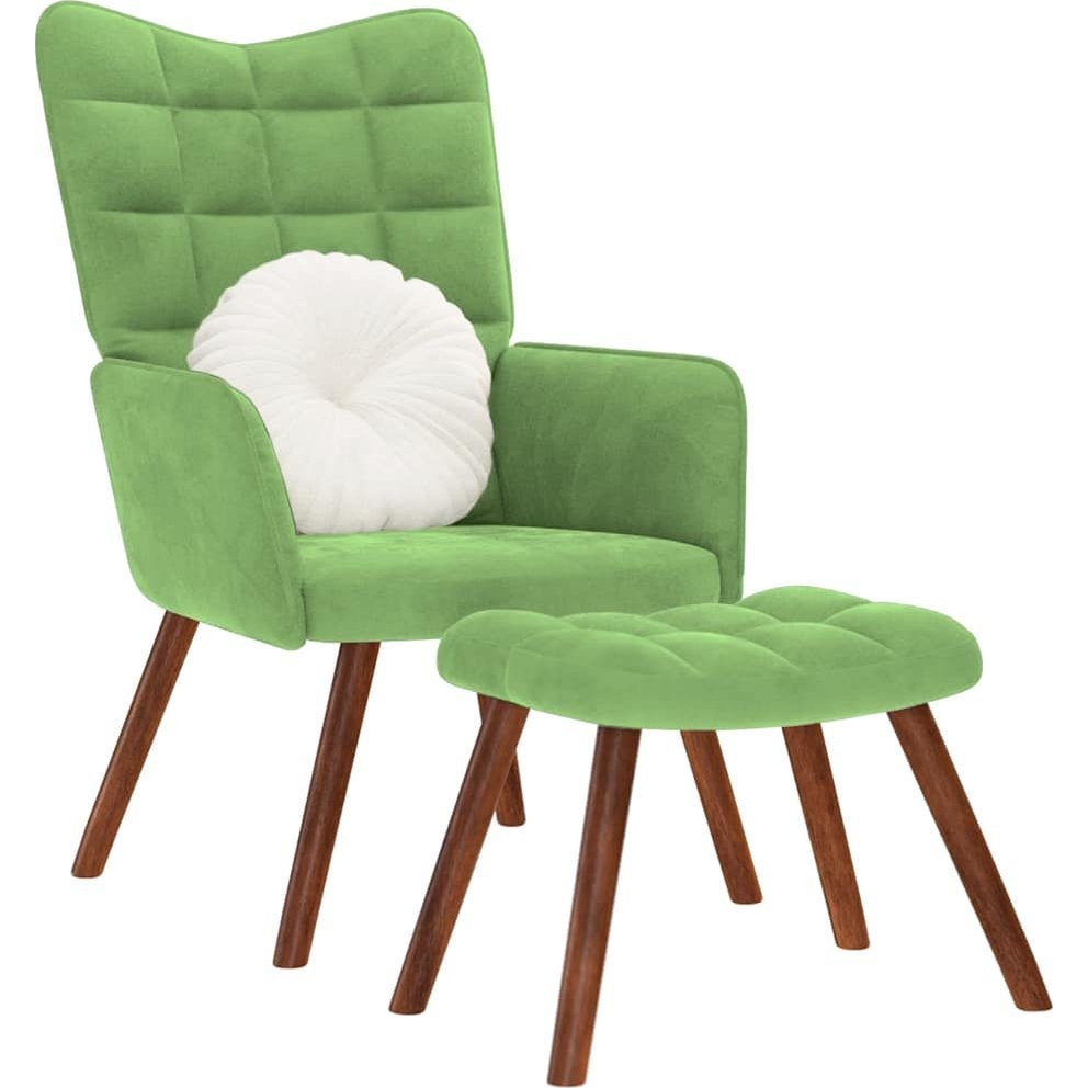 világoszöld bársony pihenőfotel lábtartóval (4016824)