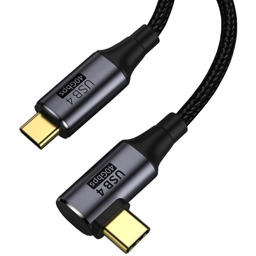 PremiumCord USB4™ Gen 3x2 40Gbps 8K@60Hz 240W Thunderbolt 3, hajlított, 0,8 m (ku4cu08)
