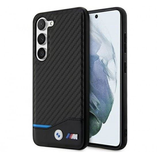 BMW Leather Carbon Samsung S23+ hátlap tok fekete (BMHCS23M22NBCK) (BMHCS23M22NBCK)