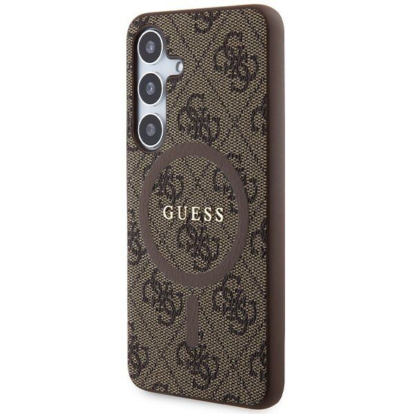Guess 4G Collection Leather Metal Logo MagSafe Samsung Galaxy S24 tok barna (GUHMS24SG4GFRW) (GUHMS24SG4GFRW)