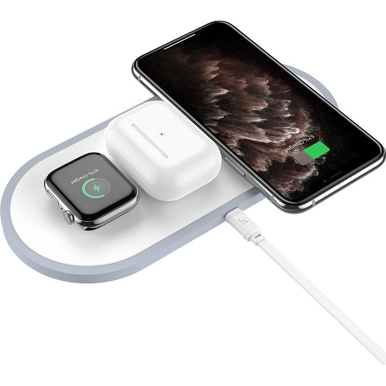 Hoco HOC0181 CW24 3in1 fehér vezeték nélküli Qi gyorstöltő (6931474724588)