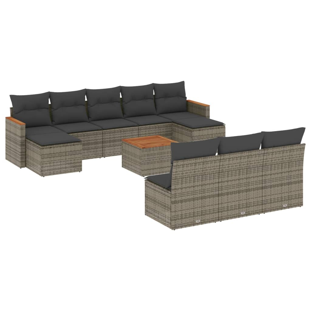 11 részes szürke polyrattan kerti ülőgarnitúra párnákkal (3226396)