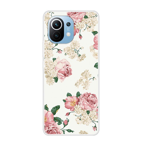 Szilikon telefonvédő (bazsarózsa minta) FEHÉR [Xiaomi Mi 11 5G] (5996591048222)