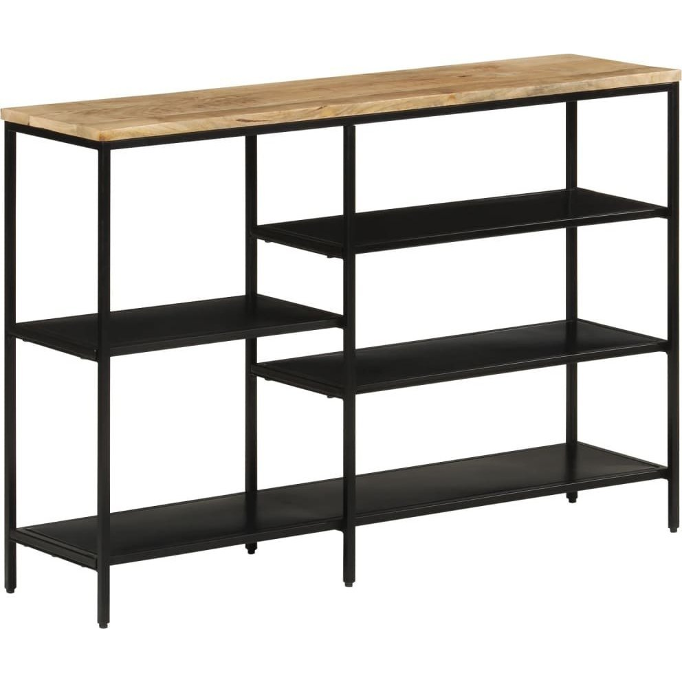 tömör nyers mangófa és vas tálalóasztal 110 x 30 x 75 cm (372730 VidaXL)