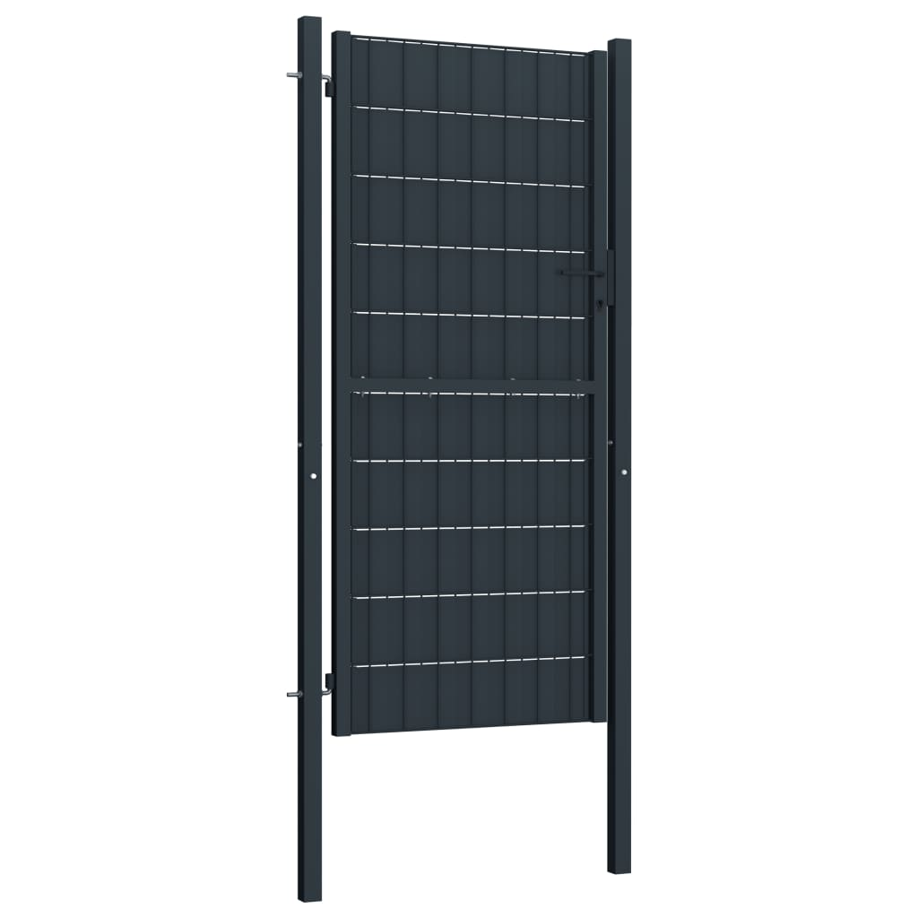 antracitszürke PVC és acél kerítéskapu 100 x 164 cm (145235)