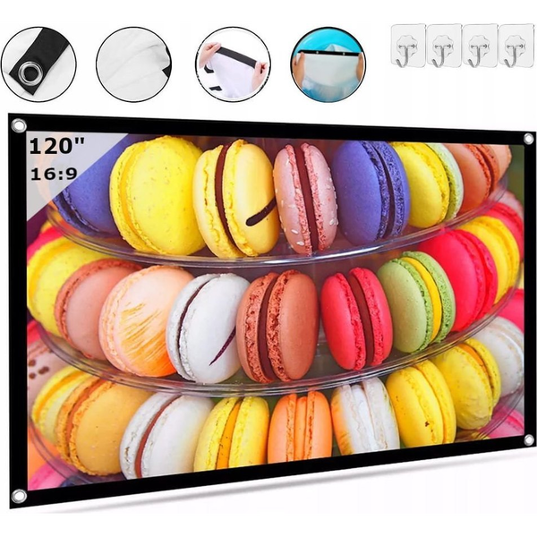 Projection screen zenwire hordozható összecsukható vetítővászon 16:9 266x149cm 120 hüvelyk