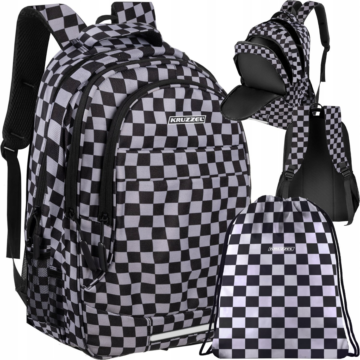 Kruzzel 24530 Iskolai hátizsák, 22 l, kockás, 2in1 (5900779952997)