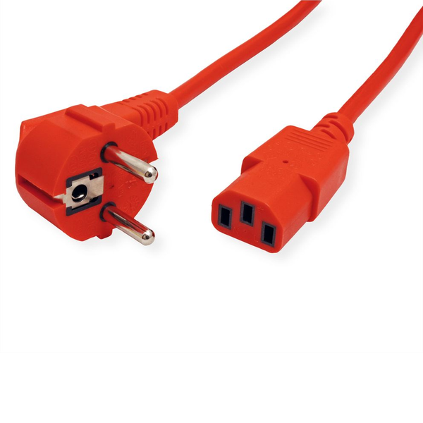 Kabel C13 rovný IEC-samice červený 1,8m