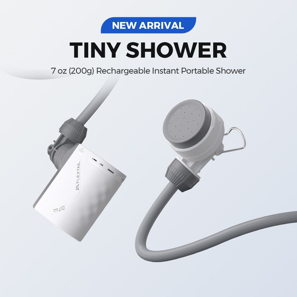 Flextail Tiny Shower – Ultrakönnyű hordozható zuhany 2,5L/perc vízáramlással (TS2500-WT-I) (TS2500-WT-I)