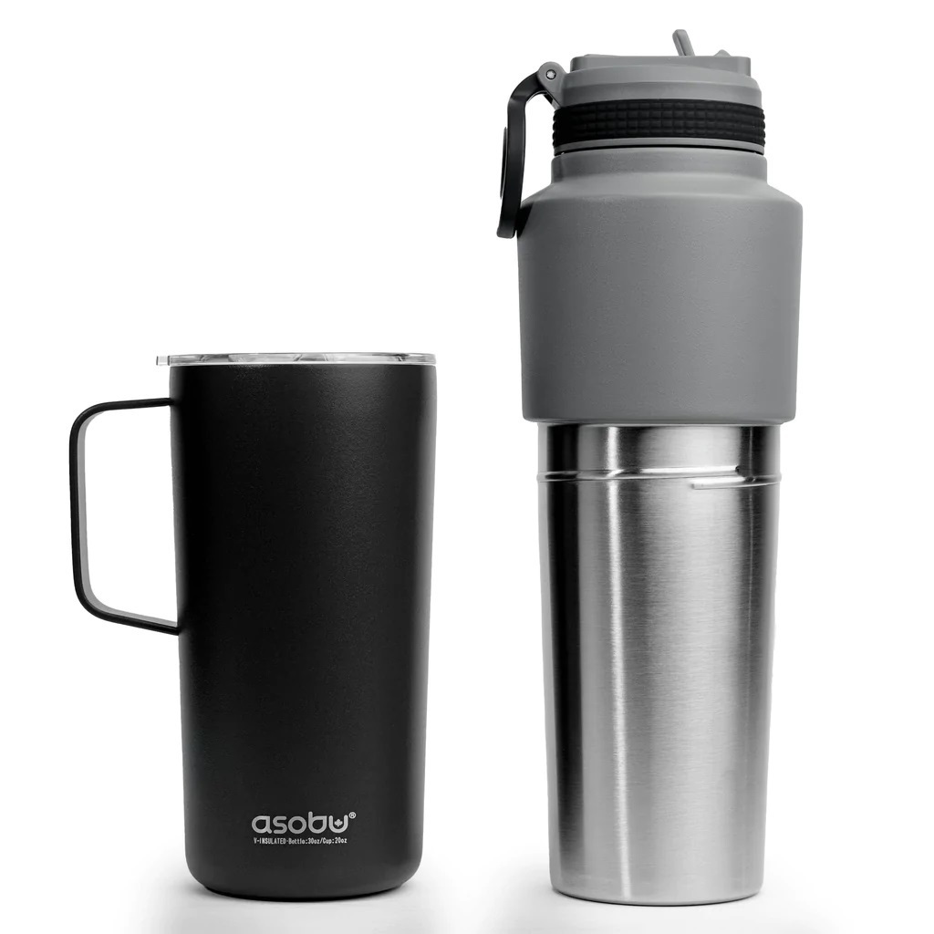 Asobu Twin Pack 900ml Kulacs bögrével - Fekete (TWP33 BLACK)