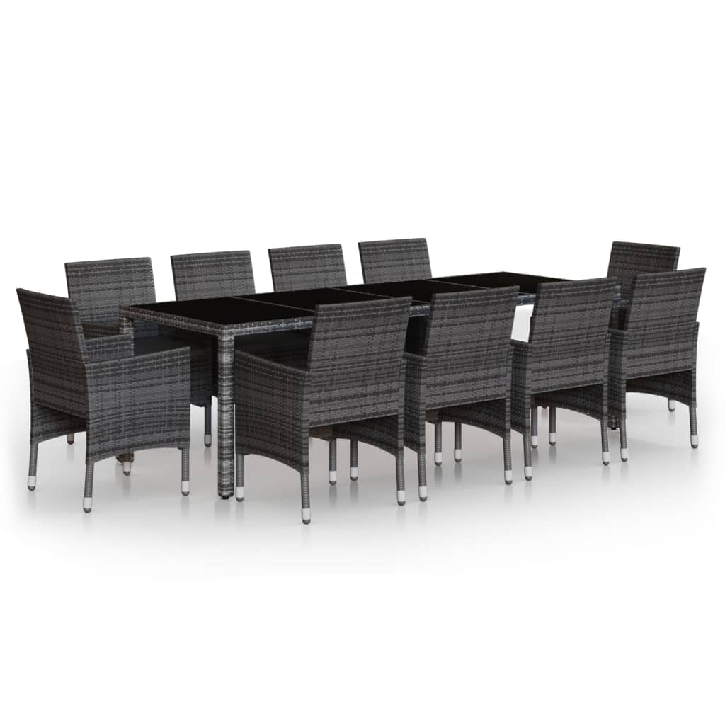 11 részes szürke polyrattan kerti étkezőgarnitúra (3058573)