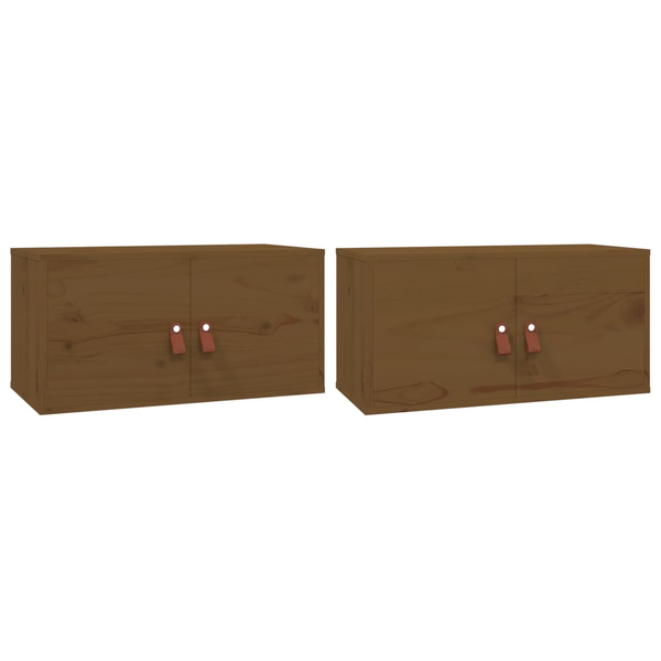 Комплект стенни шкафове vidaXL, 2 бр, меденокафяви, 60x30x30 см, бор масив, 11.65 Kg