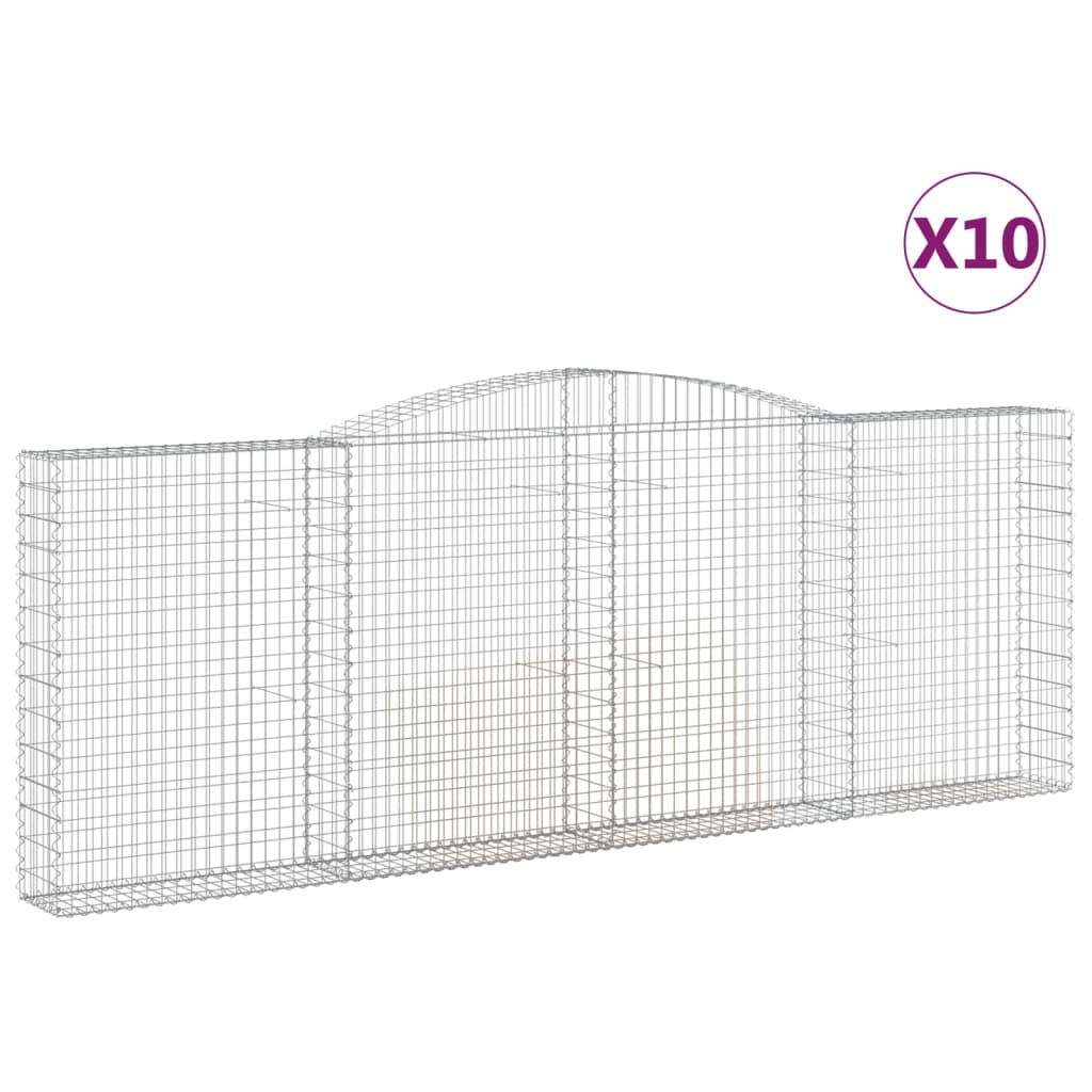 10 db íves horganyzott vas gabion kosár 400x30x140/160 cm (3146900)