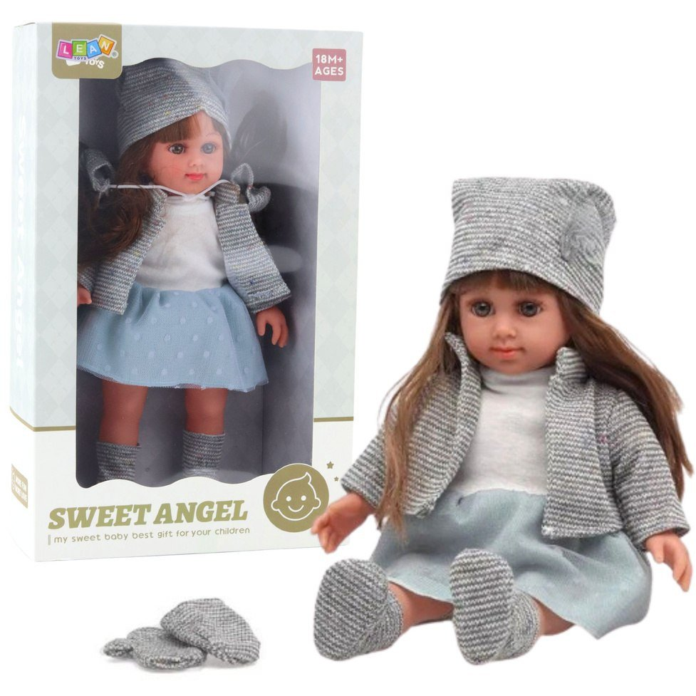 Kék Ruhás Baba, Kalap, Pulóver, Kesztyű, 36,5 Cm  25105 (25105)