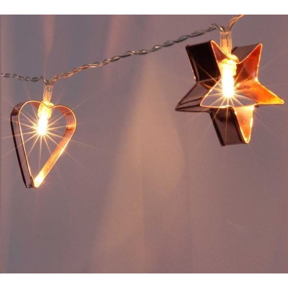 IRIS Csillag+szív alakú fém/4m/meleg fehér/20db LED-es/USB-s fénydekoráció (240-14) (240-14)