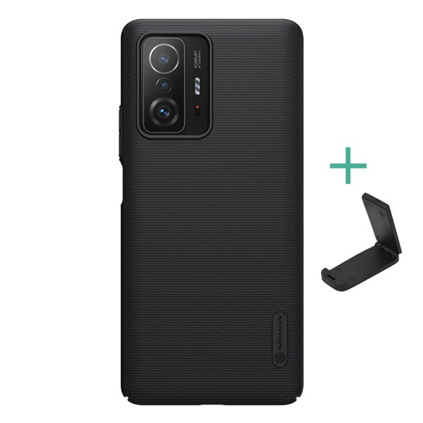 Xiaomi 11T (Pro) Nillkin Super Frosted Plastic Phone Protector (гумирана, груба повърхност + настолен държач) черен