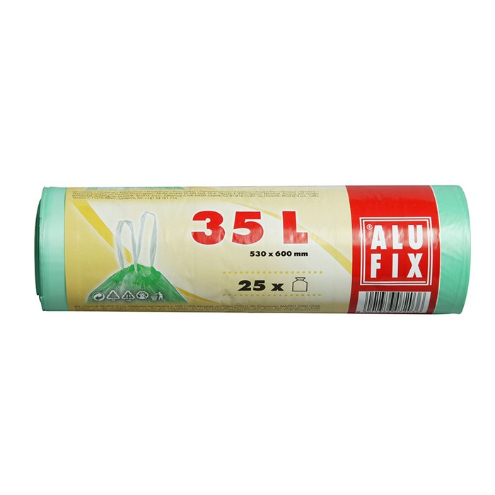 AluFix Zárószalagos szemeteszsák 35 l (25 db / tekercs) - Zöld (MSZH35UNI)