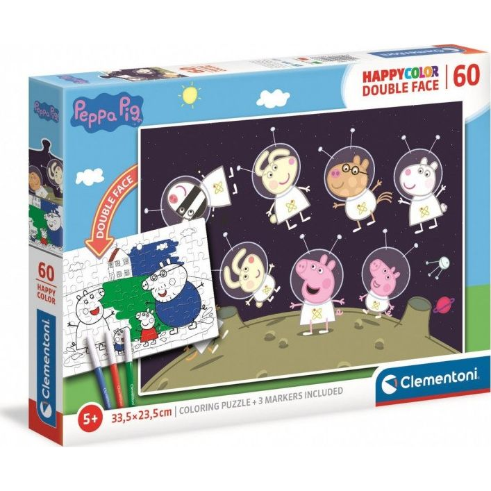 Clementoni Peppa Pig Happy Color Double Face Puzzle 60 kusov rozprávky (26096 CLEMENTONI)