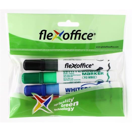Flexoffice WB02 2.5mm Táblamarker szett - 4 szín (4 db) (OW-8883)