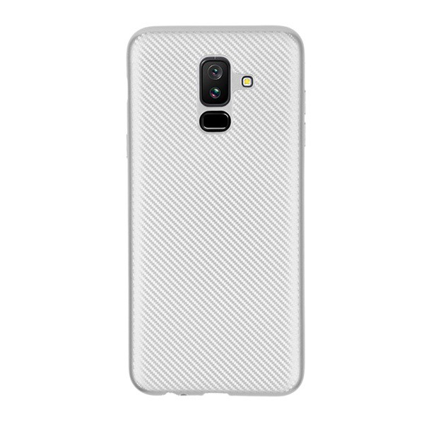 Szilikon telefonvédő (karbon minta) EZÜST [Samsung Galaxy A6+ (2018) SM-A605F] (5996457771561)