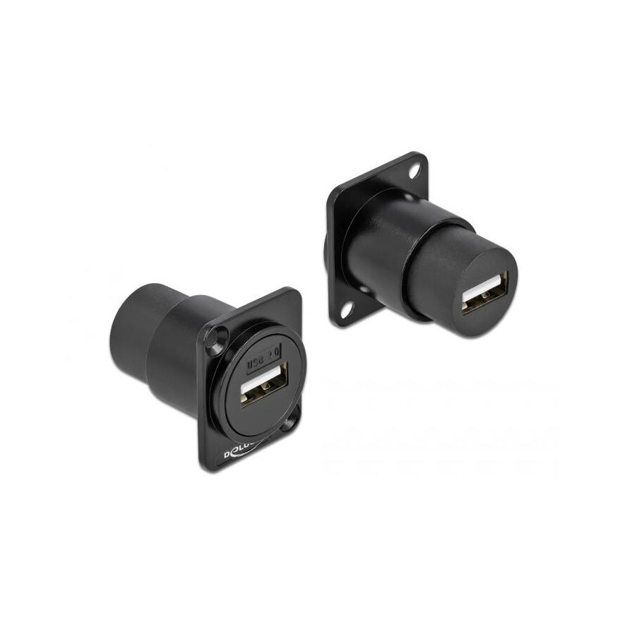 Delock USB-A 2.0 -> USB-A 2.0 F/F D-Type modul fekete (86784)