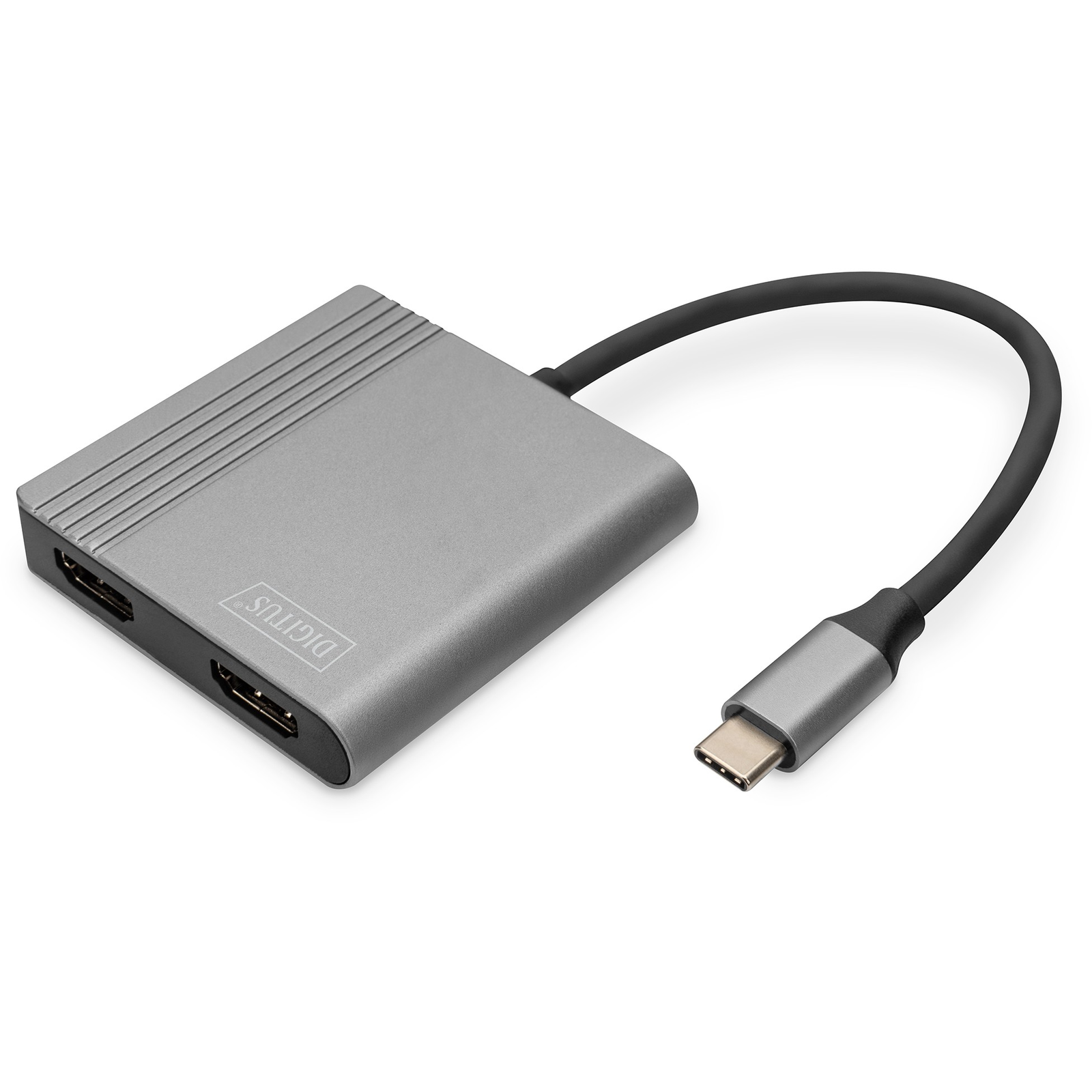 Adapter DIGITUS 2x HDMI Adapter 18cm 4K/30Hz Silber Aluminium Gehäuse (DA-70828)