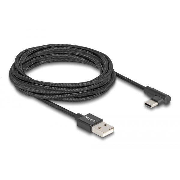 USB 2.0 kábel A samec na USB C samec, zahnutý, 3 m Delock 80033