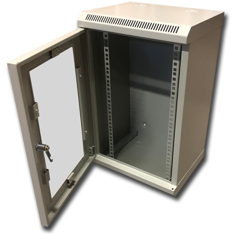 Datacom 10" 12U / 280mm üvegajtós, szürke (7013)