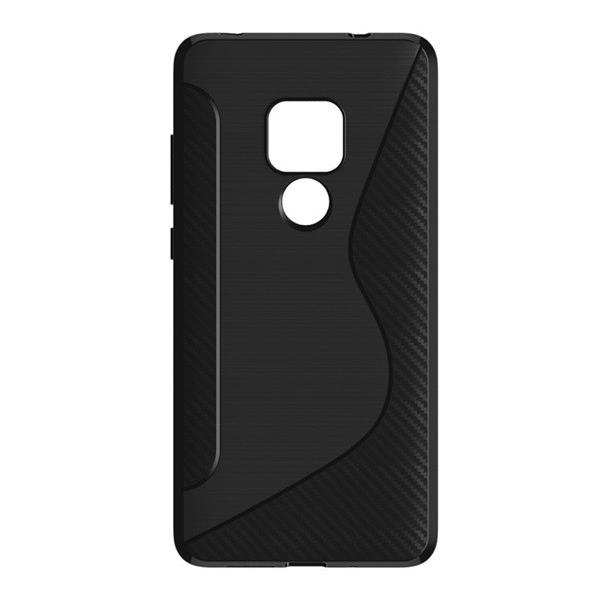 Carcasa de protectie pentru spate pentru telefon din cauciuc / silicon (linie S, model carbon) Negru [Huawei Mate 20]