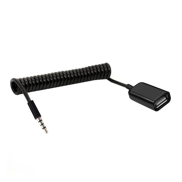 gigapack Audió adapter kábel (USB aljzat - 3.5mm jack, OTG, spirálkábel) FEKETE " csomagolás" (GP-162453)