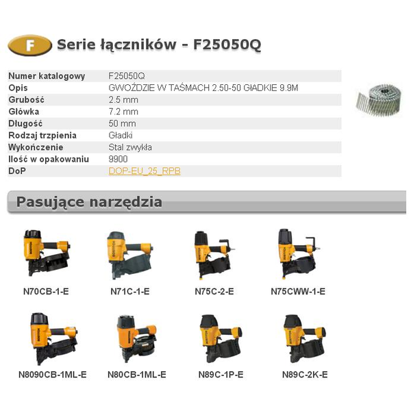 BOSTITCH NAILS F 2.50-50 P Q 9.9m ...