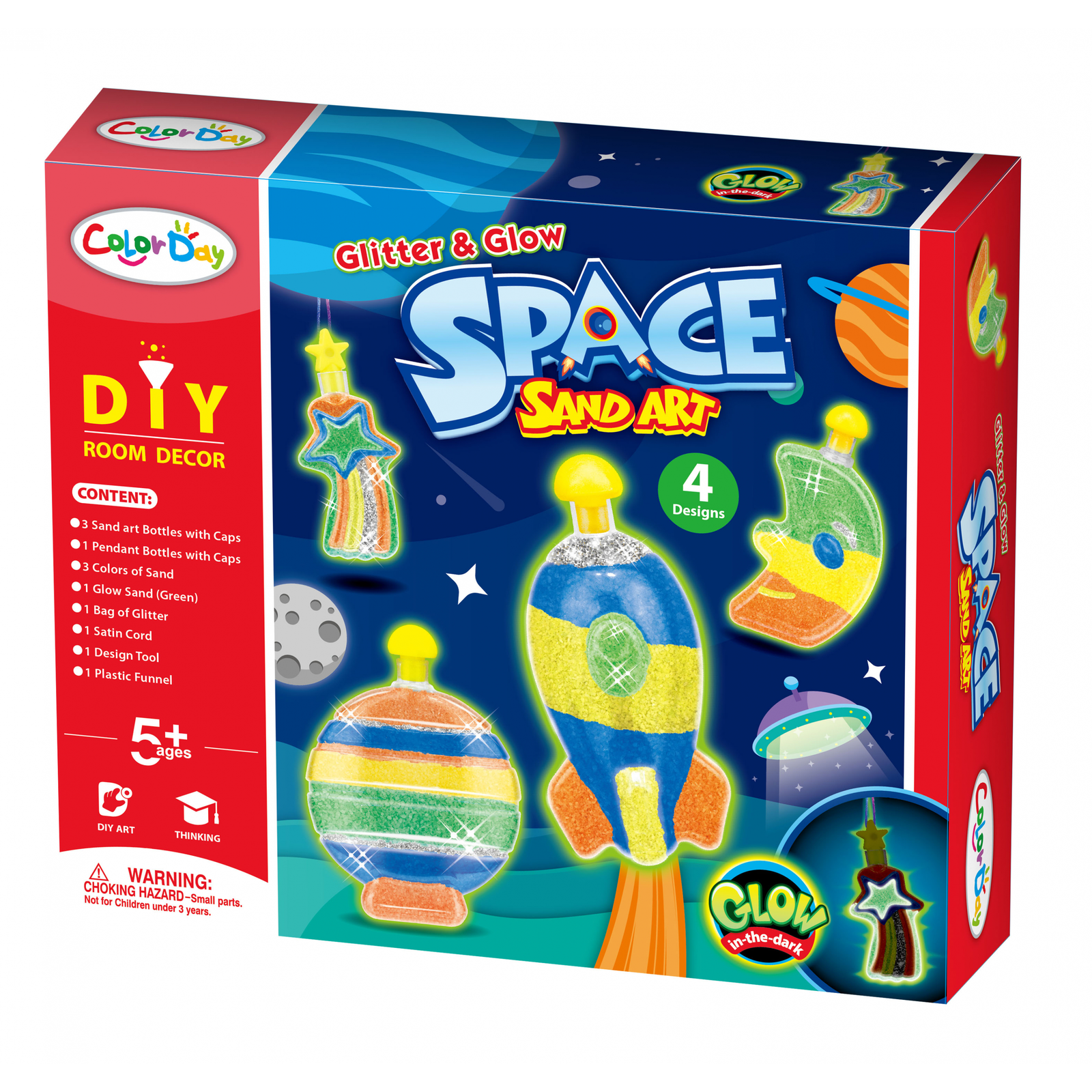 Color Day Sötétben világító homok üvegdísz készítő - Űr (4 db/csomag) (8932)