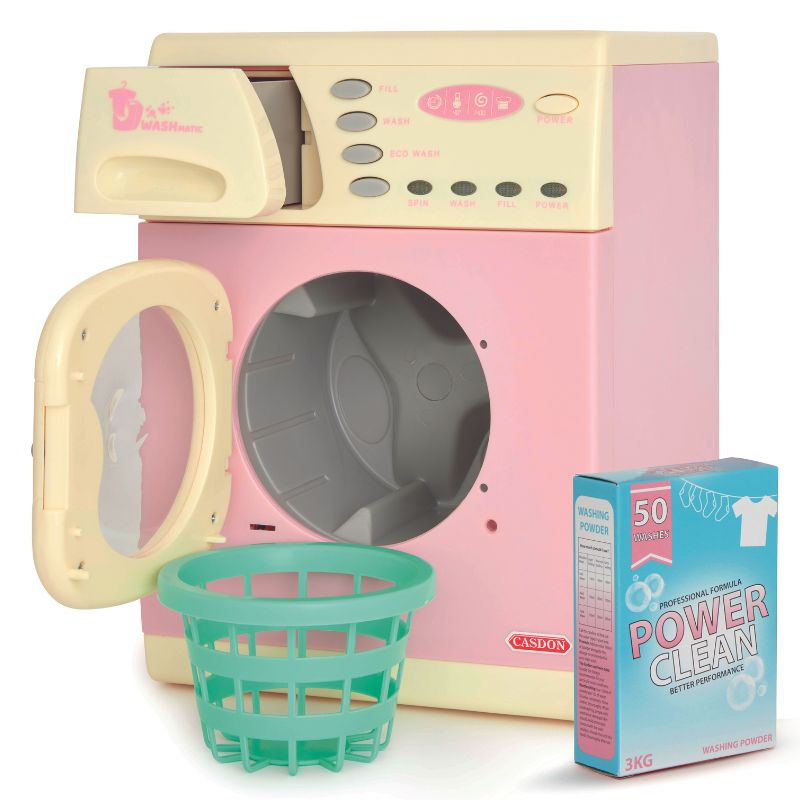 Casdon: Elektromos játék mosógép kiegészítőkkel - Rózsaszín (62150)