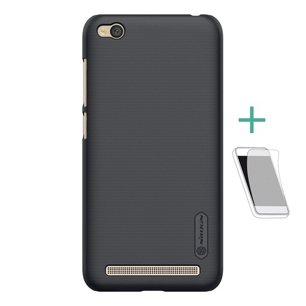 NILLKIN SUPER FROSTED műanyag telefonvédő (gumírozott, érdes felület + képernyővédő fólia) FEKETE [Xiaomi Redmi 5A] (5996457759569)